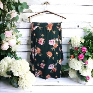 Love Reign Green Floral Strapless Dress